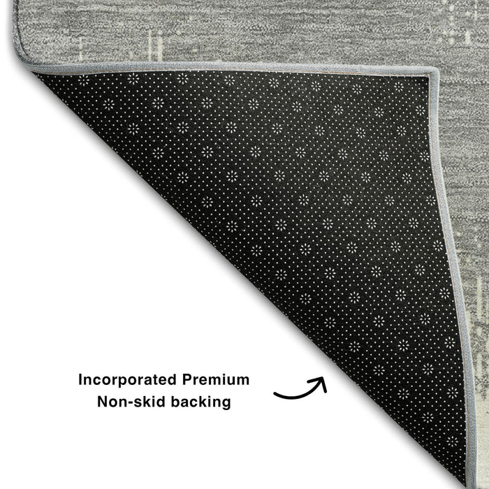 10' X 14' Chevron Washable Area Rug With UV Protection (669955) - Gray / Ivory