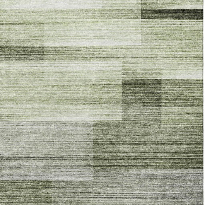 10' X 14' Striped Washable Area Rug With UV Protection (717254) - Green / Ivory