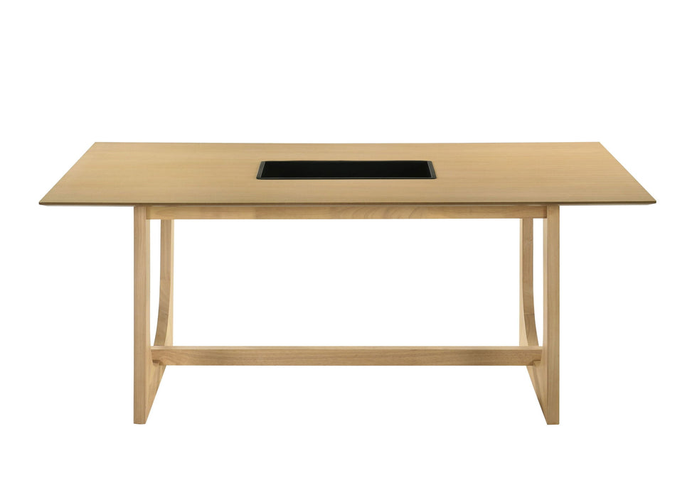 Wood Trestle Base Dining Table - Natural