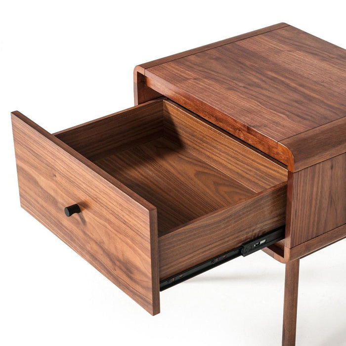 Modern Mid Century Nightstand With Single Drawer - Walnut
