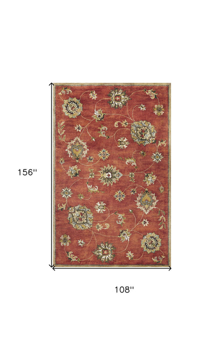 9' x 13' Wool Handmade Area Rug - Sienna Orange
