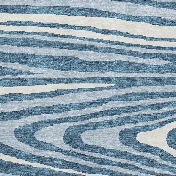 10' X 14' Woodland Lodge Washable Area Rug With UV Protection (676986) - Navy Blue / Ivory