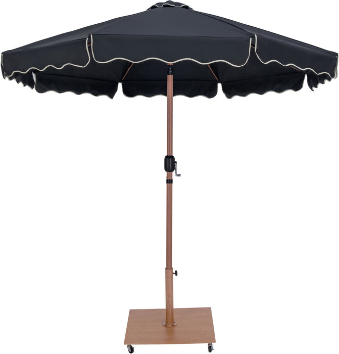 Amalfi Fabric with Piping / Teak Aluminum Patio Umbrella with Base Sets