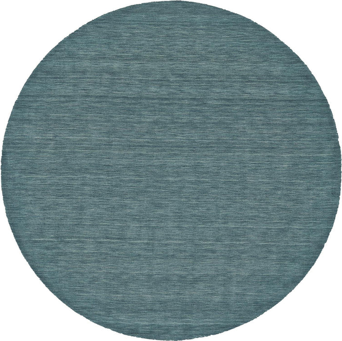 8' Round Wool Hand Woven Area Rug - Blue Green