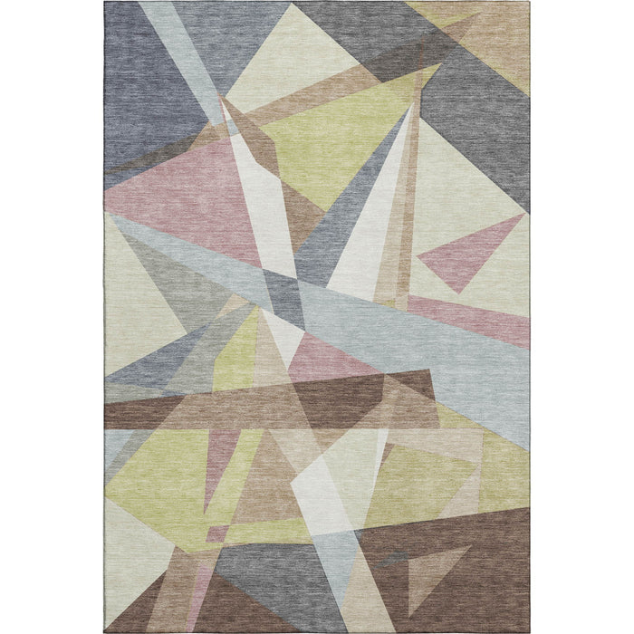 10' X 14' Geometric Washable Area Rug With UV Protection (694749) - Khaki / Gray / Mauve