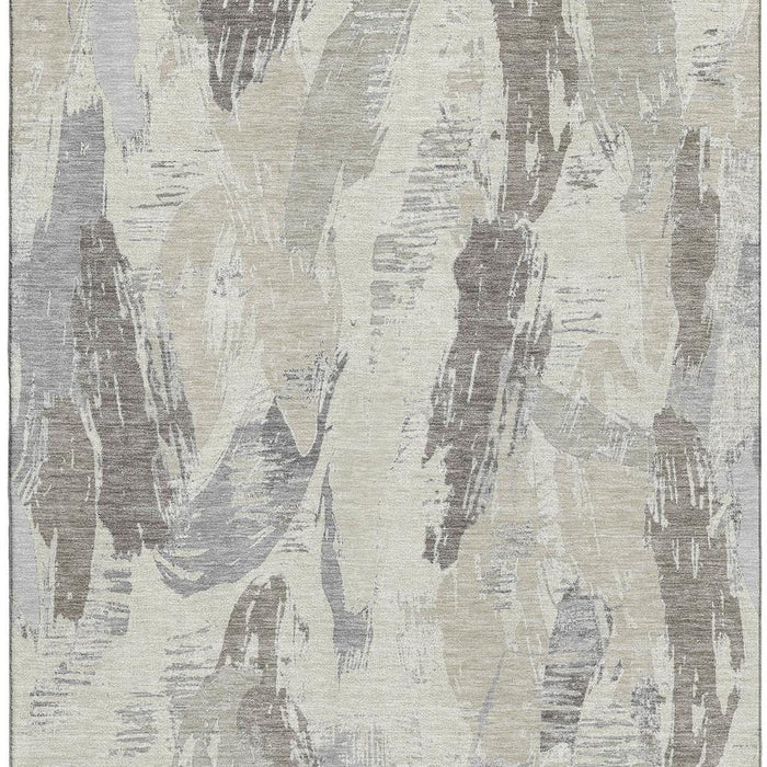 10' X 14' Abstract Washable Area Rug With UV Protection (694676) - Taupe / Ivory / Gray