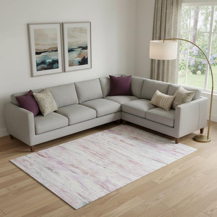 10' X 14' Abstract Washable Area Rug With UV Protection (710130) - Blush / Ivory