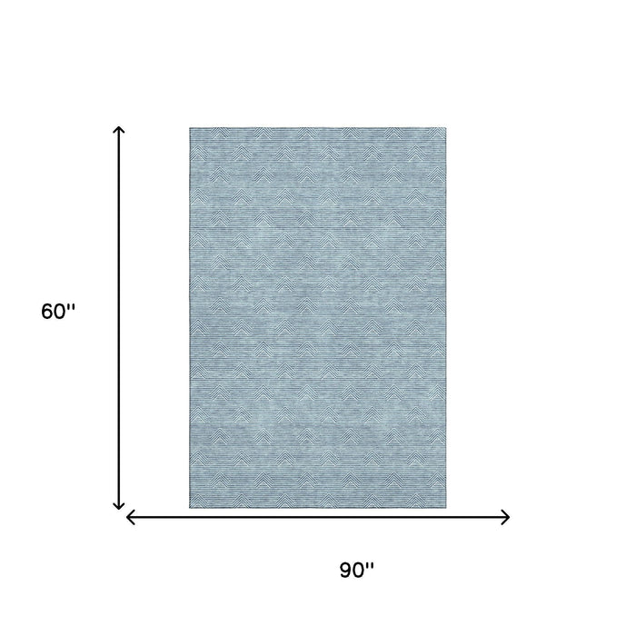 10' X 14' Abstract Geometric Washable Area Rug With UV Protection (672380) - Teal / Ivory