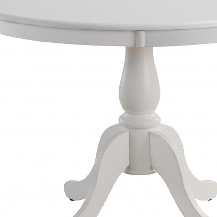 42" Rounded Solid Manufactured Wood And Solid Wood Pedestal Base Dining Table - White