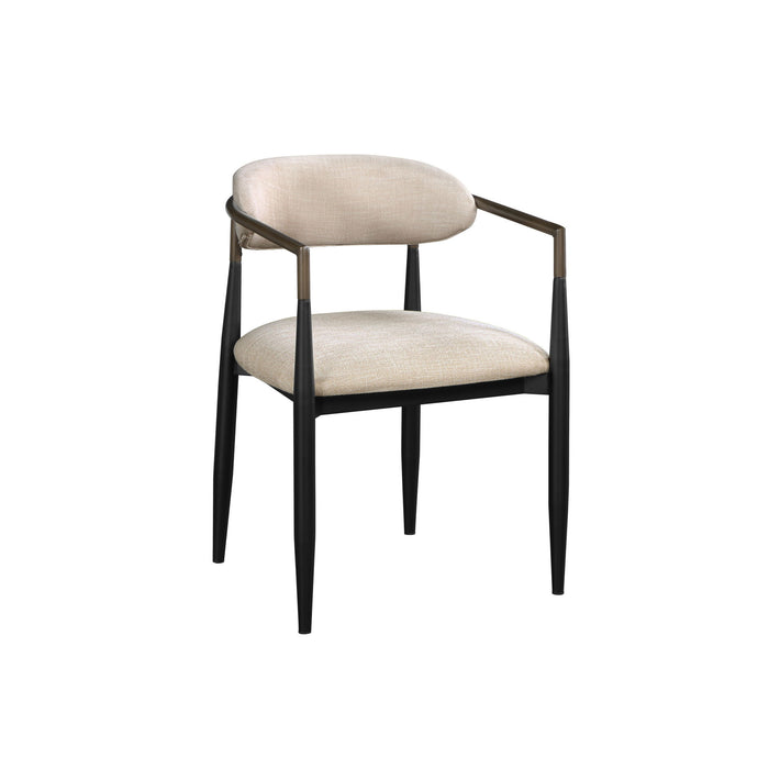 Upholstered Fabric Open Back Dining Arm Chairs (Set of 2) - Beige