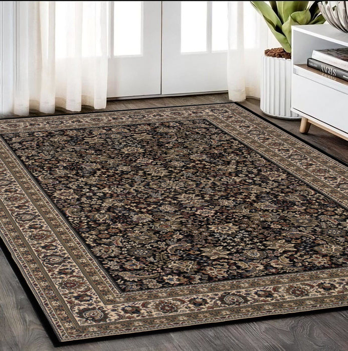 5' X 8' Oriental Area Rug - Black And Ivory