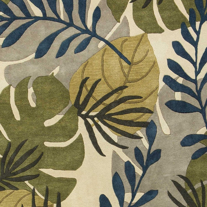 5' x 8' Wool Area Rug - Ivory And Green