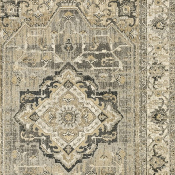 7' x 10' Traditional Medallion Indoor Area Rug - Beige And Gray