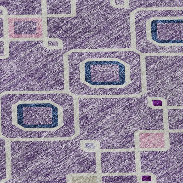 10' X 14' Southwestern Washable Area Rug With UV Protection (674718) - Lavender / Ivory / Blue
