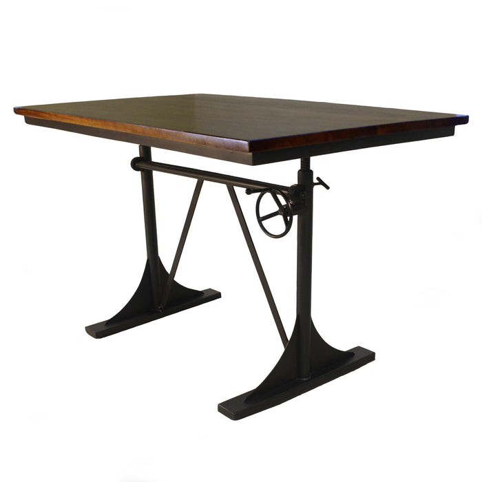 48" Solid Wood And Iron Trestle Base Dining Table - Brown