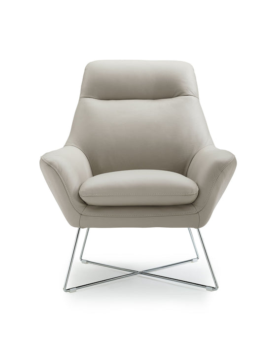 Faux Leather Tufted Arm Chair - Light Gray And Silver
