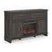 Signature Design by Ashley Brazen Valley TV stand with fireplace option, featuring dark wood finish and modern design.