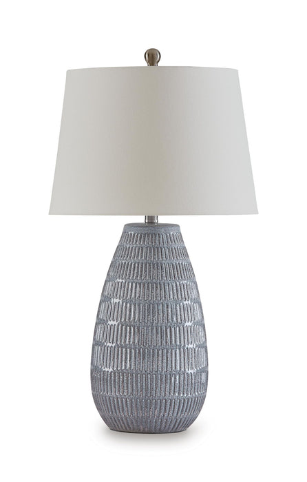Kaidins - Ceramic Table Lamp - White / Blue