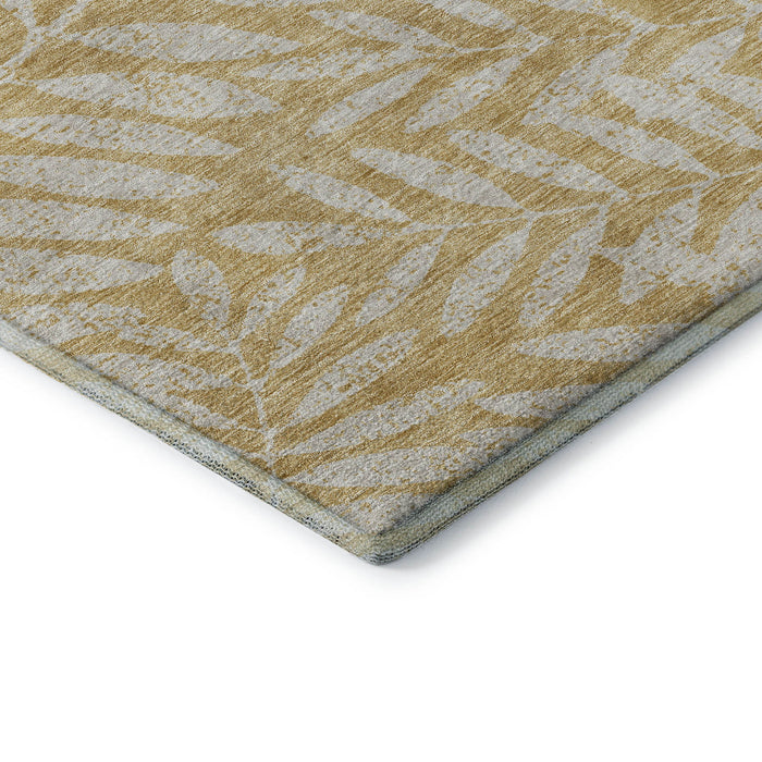10' X 14' Floral Washable Area Rug With UV Protection (671444) - Gold / Ivory