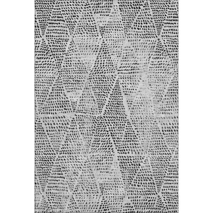 10' X 14' Diamond Washable Area Rug With UV Protection (650602) - Pewter / Ivory