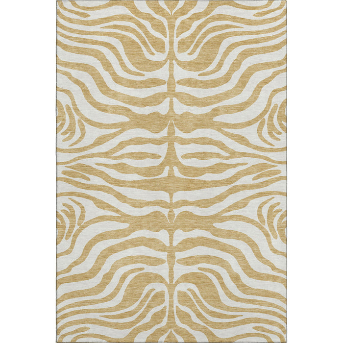 10' X 14' Animal Print Washable Area Rug With UV Protection (681767) - Gold / Ivory