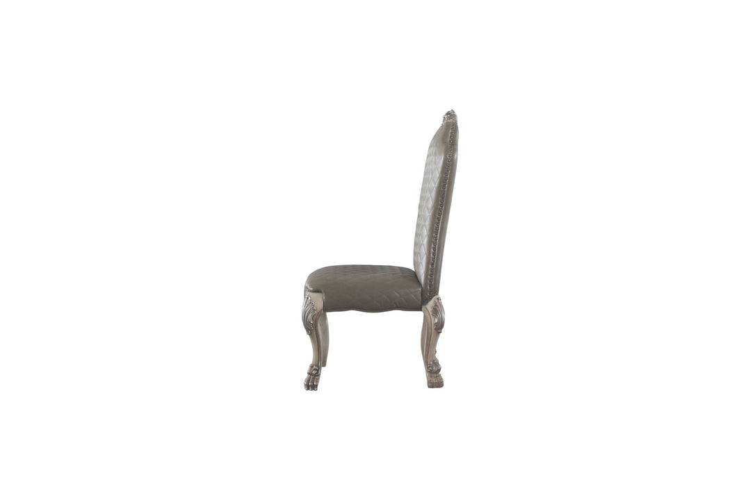 Tufted And Upholstered Faux Leather Dining Side Chairs (Set of 2) - White / Gray