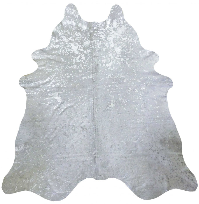 6' Devore Brindled Cowhide Rug - Silver