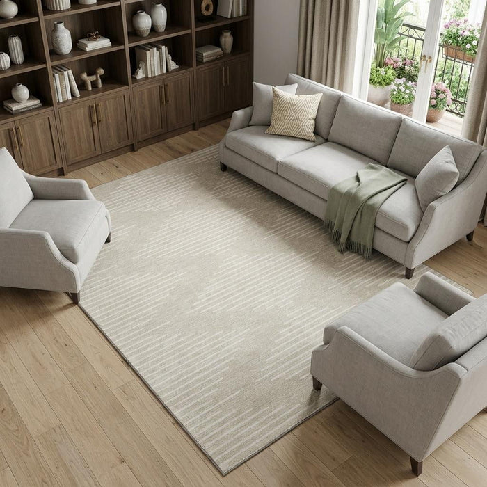 10' X 14' Geometric Washable Area Rug With UV Protection (679690) - Beige / Ivory