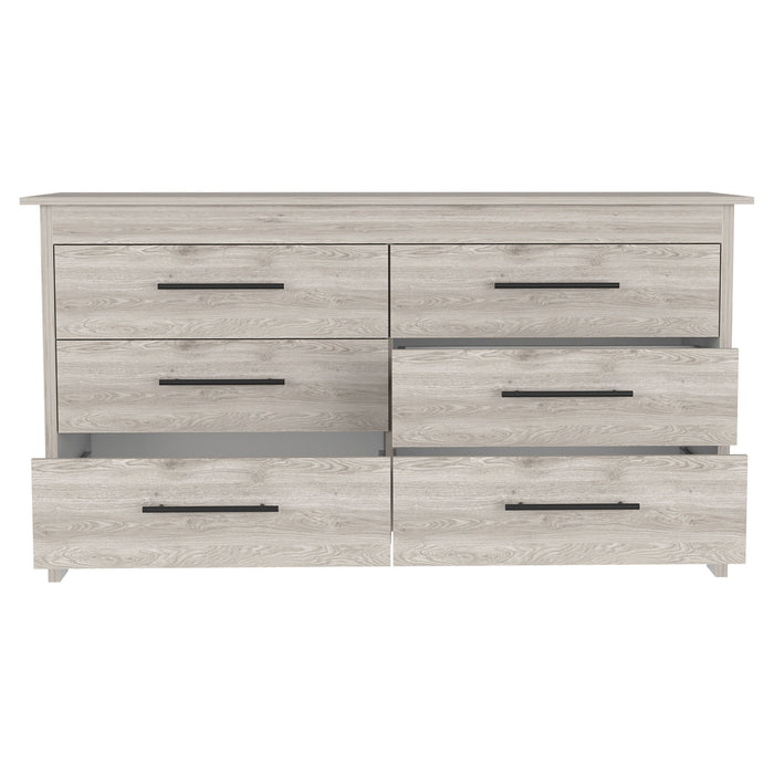 59" Six Drawer Double Dresser - Light Gray