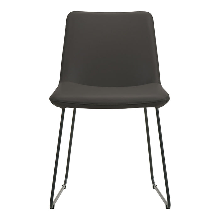 Leather And Metal Dining Side Chairs (Set of 2) - Black