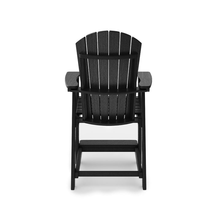 Giga Adirondack style counter chair made of durable HDPE poly lumber, perfect for dining, patio, and garden seating.