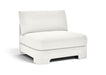 Meridian Furniture velvet upholstered armless stationary chair with plush fabric and modern design.