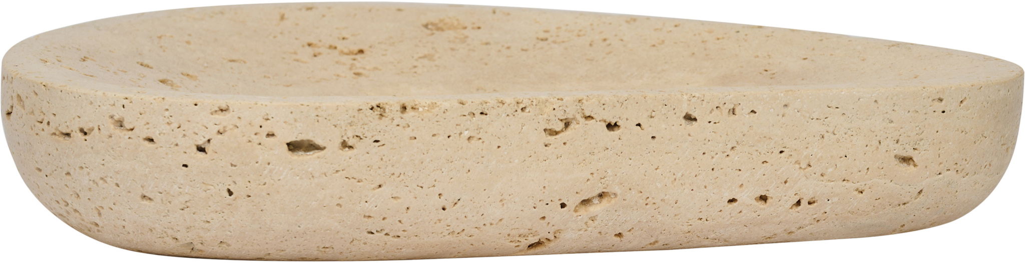 Meridian Furniture Whelan travertine bowl, a stylish round plate with a textured, natural stone appearance for elegant table setting.