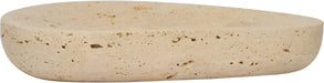 Meridian Furniture Whelan travertine bowl, a stylish round plate with a textured, natural stone appearance for elegant table setting.