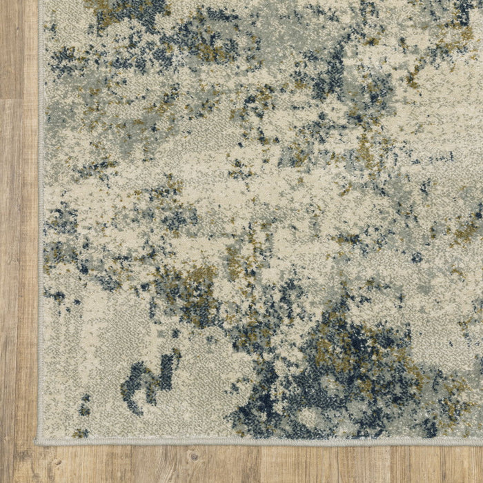 8' x 10' Abstract Power Loom Stain Resistant Area Rug - Beige Teal Gray And Gold