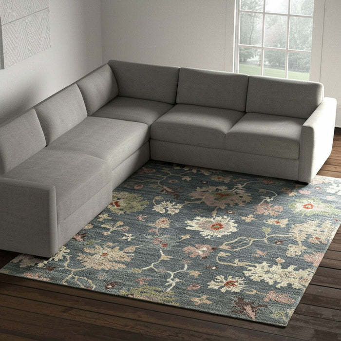 8' X 10' Abstract Distressed Polypropylene Area Rug - Blue