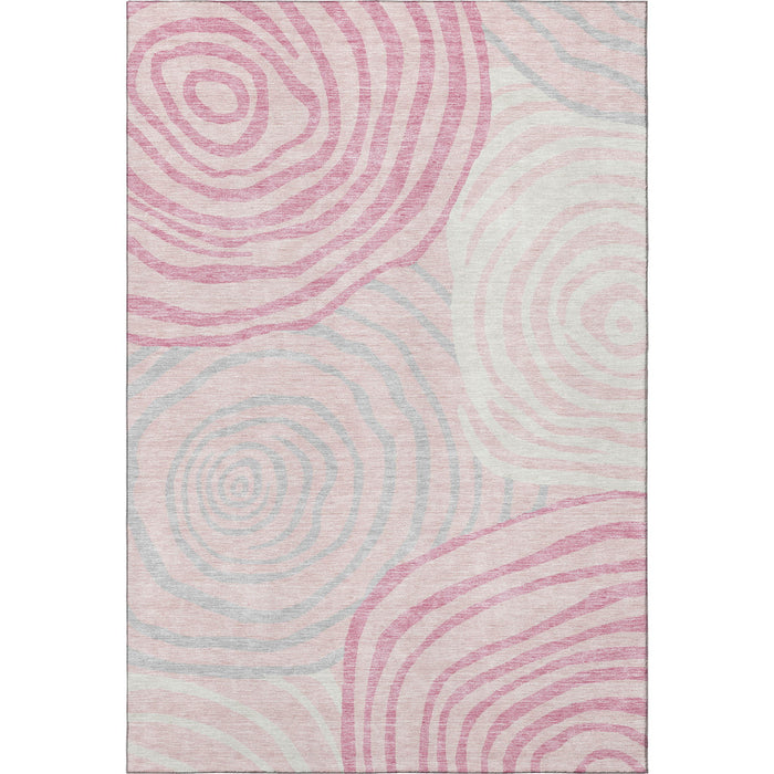 10' X 14' Abstract Washable Area Rug With UV Protection - Pink
