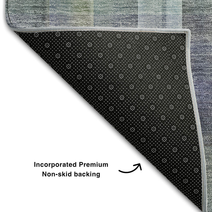 5' X 8' Plaid Washable Area Rug With UV Protection (648018) - Green / Purple