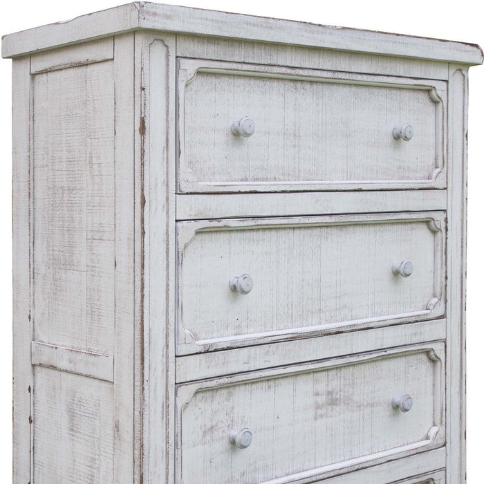 Solid Wood Four Drawer Chest - Antiqued White
