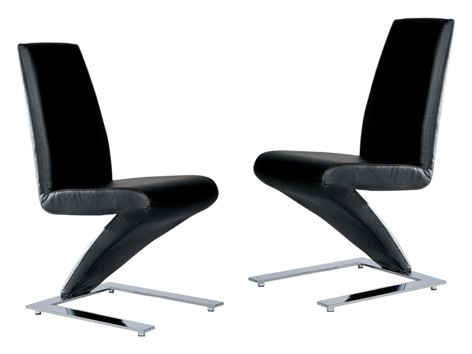Faux Leather Upholstered Dining Side Chairs (Set of 2) - Black / Silver