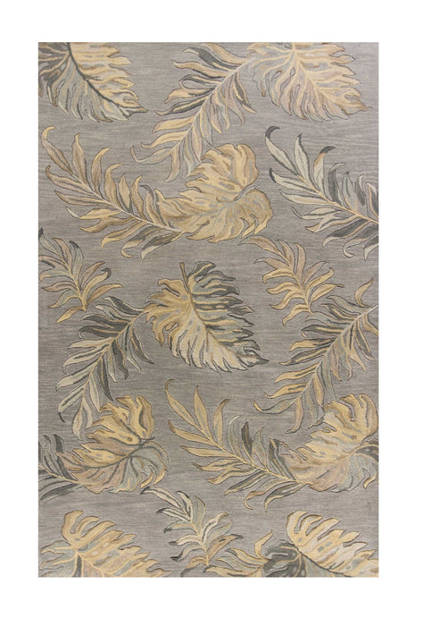 8' x 11' Hand Tufted Tropical Palms Indoor Area Rug - Gray