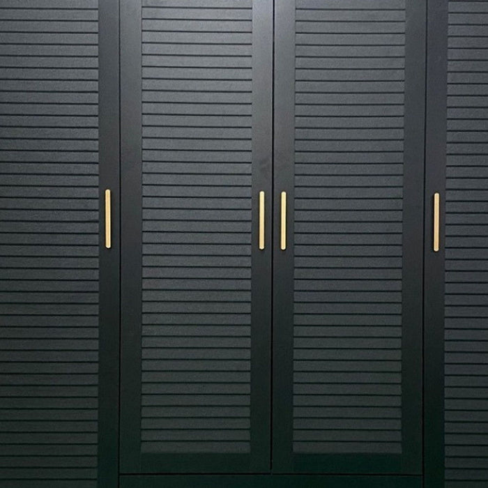 Black 71-inch Plantation Shutter Wood Wardrobe Dresser with four doors and four drawers by HomeRoots.