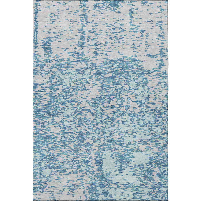 10' X 14' Abstract Washable Area Rug With UV Protection (675270) - Teal / Silver