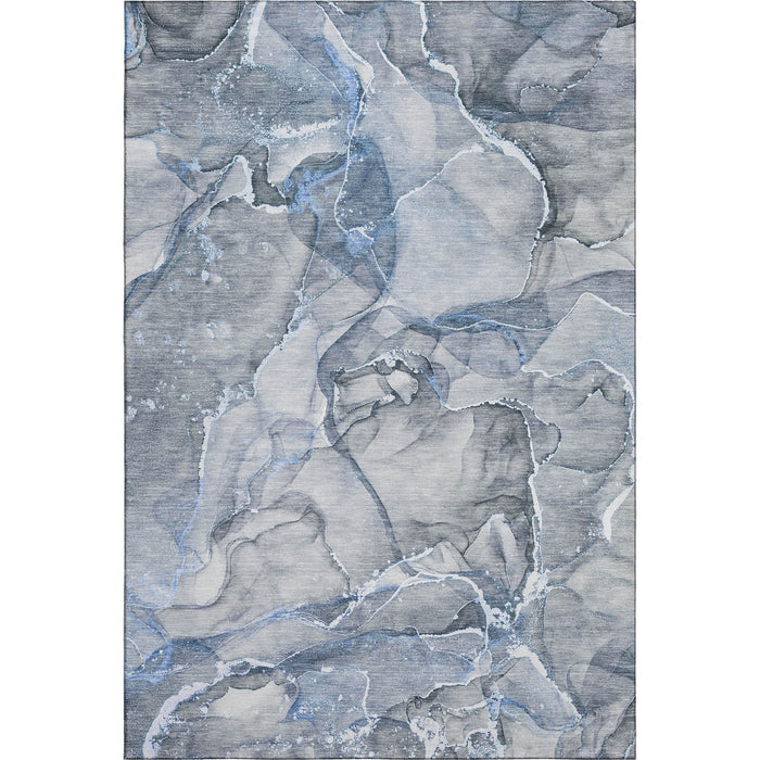 10' X 14' Abstract Washable Area Rug With UV Protection (647260) - Blue / Ivory