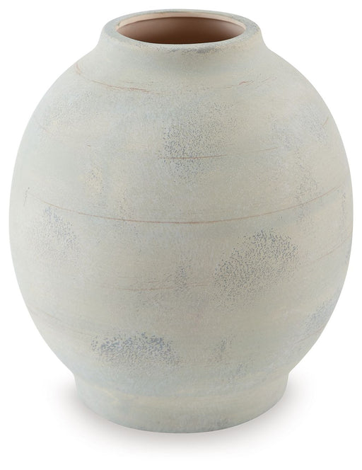 Sage green Clayson vase by Signature Design by Ashley®, 12.2-inch tall ceramic vase with a smooth finish.