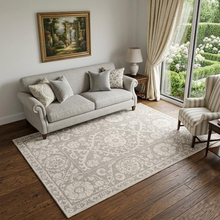 6' X 8' Tribal Washable Area Rug With UV Protection (610076) - Beige / Gray