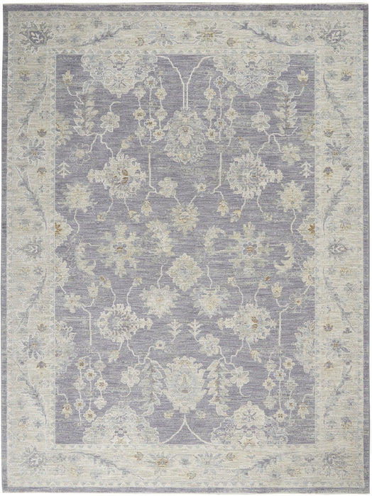 8' X 10' Floral Power Loom Area Rug - Gray And Ivory