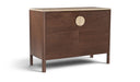 Varenna Meridian Furniture acacia wood sideboard with sleek design and storage compartments, showcasing natural wood grain and modern style.
