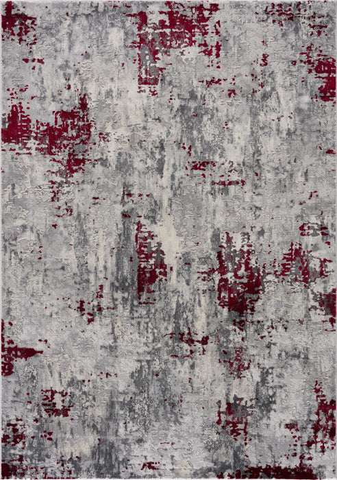 8' x 10' Modern Abstract Area Rug - Red And Gray