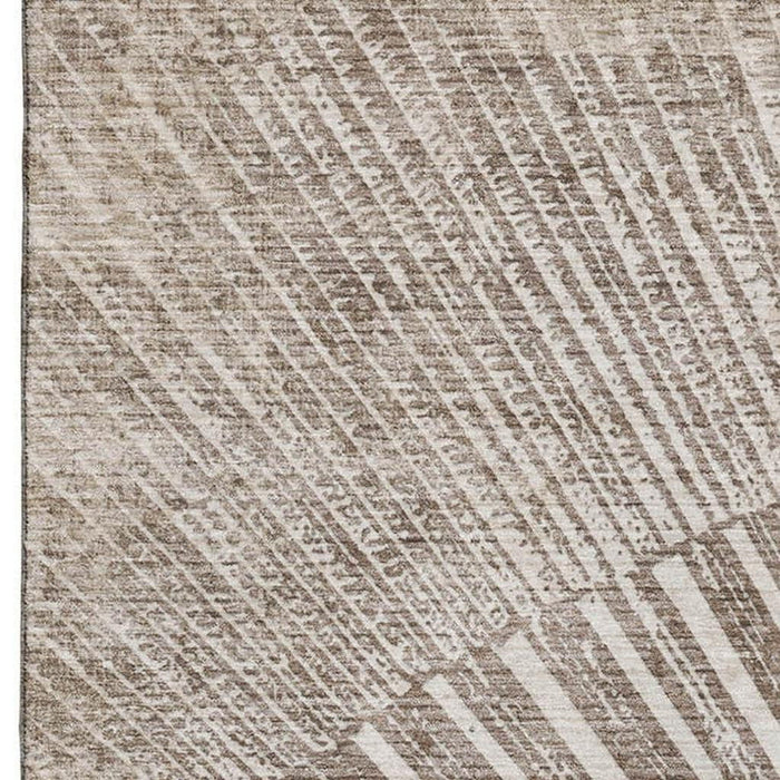 9' X 12' Geometric Washable Area Rug With UV Protection (648351) - Taupe / Ivory
